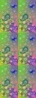 Suluboya çiçekli çiçek deseni. Raster illüstrasyonu. Yeşil renkte güzel tekstil.