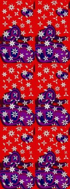 3D çiçekler, eskiz. Raster illüstrasyonu. Kırmızı renklerde.