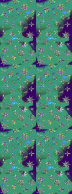 Çiçeksel çizim kalıbının yansıması. Vadinin yeşil renkli çiçekleri.