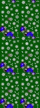 Nakış desenli çiçek deseni. Renkli grunge soyut arkaplanı koloyeşil çiçeklerle süslüyor. İzler, kumaş, duvar kağıtları, tekstil için raster dokusu.