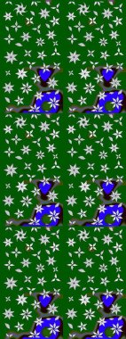 Çiçek desenli eskiz, yaz çiçekleri. Yeşil renkli çiçekler. Renkli Bahar Teması eskiz kalıbı. Düz Çiçek Elementleri Tasarımı.