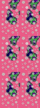 Çizim çiçek deseni duvar kâğıdı olarak kullanılabilir. Pembe renkli çiçekler. Raster illüstrasyonu.