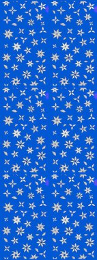 Renkli desenli eskiz deseni, mavi çiçekler ve dekoratif elementlerle. Eskiz geçmişi. Raster illüstrasyonu. Kumaş, tekstil, duvar kağıdı baskısı için. Antika retro tarzı.