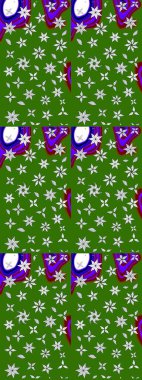 Sevimli çiçek raster deseni. Yeşil renkli çiçekler. Renkli Bahar Teması eskiz kalıbı. Düz Çiçek Elementleri Tasarımı.