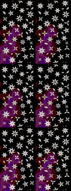 3D çiçekler, eskiz. Raster illüstrasyonu. Siyah renklerde.