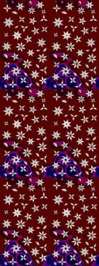 Eskiz klasiği. Raster Şirin kumaş deseni. Renkli Bahar Teması eskiz kalıbı. Düz Çiçek Elementleri Tasarımı.