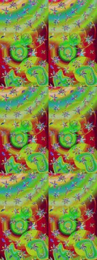 Raster Illustrasyon 'daki Çiçek Deseni' nin son moda çizimi. Güzel kumaş deseni. Renkli Yaz Temalı eskiz kalıbı. Düz Çiçek Elementleri Tasarımı.