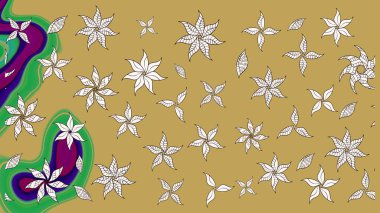 Çiçek desenli eskiz, darbeler, sıçramalar, yaz çiçekleri. Raster illüstrasyonu. Sarı renkte çiçekler.
