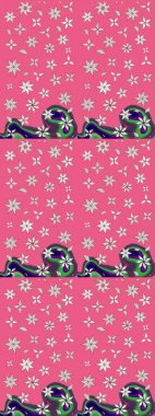 Çiçek desenli çizim. Raster illüstrasyonu. Asya tekstil tarzında. Güzel kumaş deseni. Renkli Bahar Teması eskiz kalıbı. Düz Çiçek Elementleri Tasarımı.