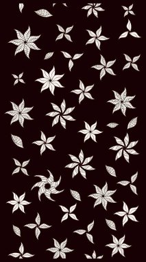 Raster illüstrasyonundaki çiçek desenli çizim. Suluboya tarzında siyah renkte çiçekler.