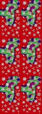 Klasik çiçek tasarımı elementleri. Raster illüstrasyonu. Kırmızı kıvırcık çiçekler kırmızı renkte şekillenir.