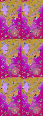 Şatafatlı bahar bahçesi dokusu. Mor renkte çiçekler. Çiçek deseni. Mor renkte çiçek çizimi. Raster illüstrasyonu.