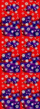 Renkli Yaz Temalı eskiz kalıbı. Raster illüstrasyonundaki çiçek desenli çizim. Düz Çiçek Elementleri Tasarımı. Kırmızı renkte çiçekler.