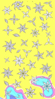 Çiçekli karalama şeklinde Raster çiçek deseni. Sarı renkli çiçekler. Nazikçe, güzel çiçek arkaplanı..