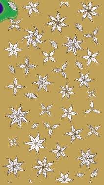 Sarı renkli çiçekler. Düz Çiçek Elementleri Tasarım Raster illüstrasyonu. Renkli Bahar Teması eskiz kalıbı. Çiçek eskiz kalıbı geçmişi.