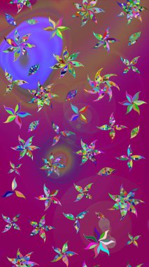 Suluboya çiçekli çiçek deseni. Raster illüstrasyonu. Mor renkli Asya tekstili.