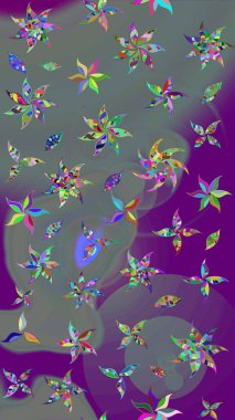 Rengarenk çiçekleri ve doğal renklerde yaprakları olan harika bir çiçek deseni. Moda baskıları için zarif bir şablon. Modern çiçek arkaplanı. Halk stili.