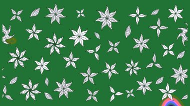 Kumaş desenli papatya çiçeği detayı. Yeşil renkte çiçekler.