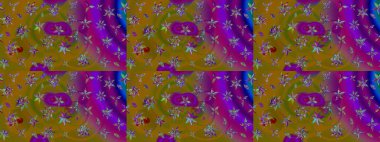 Raster illüstrasyonundaki çiçek desenli çizim. Kahverengi renkte çiçekler.