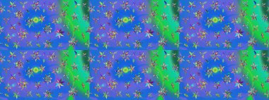 Çiçekli karalama şeklinde Raster çiçek deseni. Yumuşak, bahar çiçekli arka plan. Mavi renkte çiçekler.