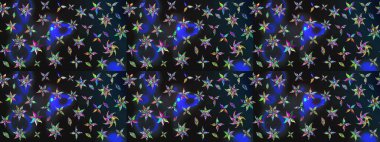 Asya tekstil tarzında. Renkli Bahar Teması eskiz kalıbı. Raster illüstrasyonu. Düz Çiçek Elementleri Tasarımı. Gri renkli çiçekler. Çiçek desenini çiz.