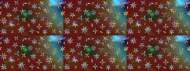 Düz Çiçek Elementleri Tasarımı. Renkli Bahar Teması eskiz kalıbı. Raster..