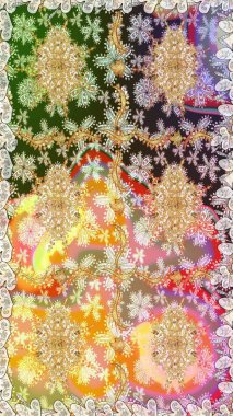 Noel, kar tanesi, yeni yıl. Tarafsız renklerde altın rengi ve altın elementler üzerinde altın pürüzsüz desen. Tarafsız renklerde, altın elementlerle kusursuz bağ dokusu.