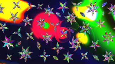 Renkli Yaz Temalı eskiz kalıbı. Düz Çiçek Elementleri Tasarımı. Güzel kumaş deseni. Raster illüstrasyonunda çiçek deseni çizimi.