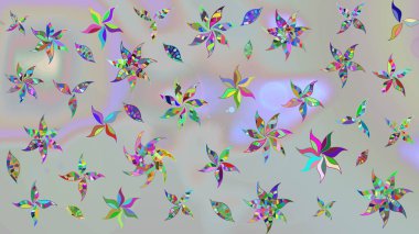 Moda baskıları için zarif bir şablon. Motley illüstrasyonu. Küçük renkli çiçekler. Küçük çiçekte güzel bir desen. Gri çiçekli bahar çiçekleri.