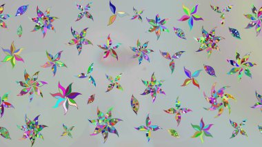 Gri renkli çiçekler. Raster illüstrasyonunda çiçek deseni çizimi.