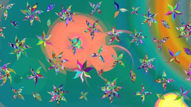 Raster güzel bir çiçek deseni çizmiş. Tatil havası. Mavi renkli çiçekler. Bahar mevsimi. Nazik romantik baskı.