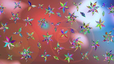 Pembe renkli etnik çiçeklerle süslenmiş zarif bir eskiz. Raster Çiçek İllüstrasyon Şirin Tekstil.