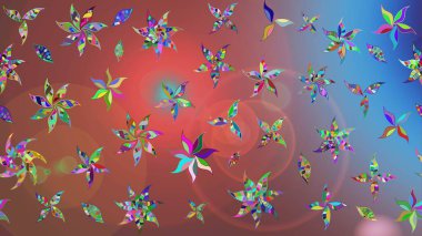 Kahverengi renkli çiçekler. Düz Çiçek Elementleri Tasarımı. Çiçek desenli çizim. Asya tekstil tarzında. Renkli Bahar Teması eskiz kalıbı. Raster illüstrasyonu.