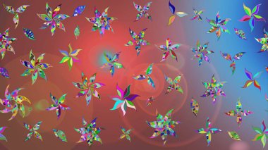 Çiçek ve yapraklı çiçek deseni. Raster illüstrasyonu. Küçük çiçekli şirin desen.