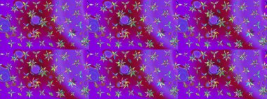 Renkli Bahar Teması eskiz kalıbı. Düz Çiçek Elementleri Tasarım Raster illüstrasyonu. Çiçek desenli eskiz. Mor renkte çiçekler.