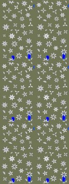 El çizimi. Çiçekler, dallar, bitkiler ve çiçekler. Raster illüstrasyonu. Güzel kumaş deseni.