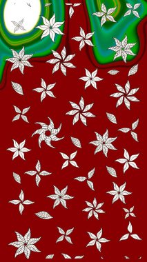 Çiçeksel çizim kalıbının yansıması. Vadinin çiçekleri kırmızı renklerde.