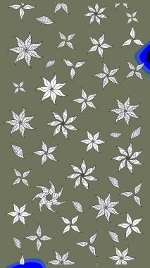 Renkli Yaz Temalı eskiz kalıbı. Çiçekli eskiz çizimi. Düz Çiçek Elementleri Tasarımı. Yeşil renkte çiçekler.