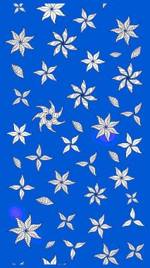 Çiçek duvar kâğıdı. Çiçek arkaplan. Raster illüstrasyonu. Mavi renkli şirin tekstil tarzında. Renkli çizim deseni.