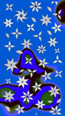 Mavi renkte güzel çiçekli eskiz deseni, suluboya çiçek deseni, duvar kağıdı, kart ya da kumaş için fayanslı. Raster..