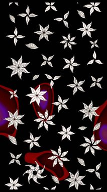 El çizimi Raster çizimi. Çizim çiçek deseni duvar kağıdı, web sitesi arka planı, ambalaj kağıdı, davetiye, broşür, afiş veya web sitesi için kullanılabilir. Parlak elementlerin.