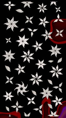 Düz Çiçek Elementleri Tasarımı. Siyah renkli çiçekler. Sevimli çiçek raster deseni. Renkli Yaz Teması çizim şablonu.