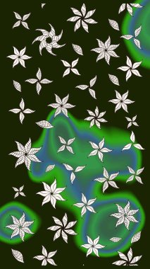 Moda baskıları için zarif bir şablon. Halk tarzı. Modern çiçek arkaplanı. Parlak renkli çiçekleri ve gri yaprakları olan muhteşem bir çiçek deseni..