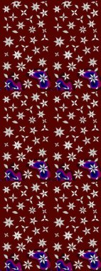 Raster Illustrasyon 'daki Çiçek Deseni' nin son moda çizimi. Güzel kumaş deseni. Renkli Yaz Temalı eskiz kalıbı. Düz Çiçek Elementleri Tasarımı.