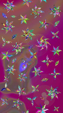 Mor renkler üzerine çiçek desenli çizimler, el yapımı papatyalar, papatyalar. Tekrarlayan çiçek arkaplanı, zarif mor çiçek duvar kağıdı.