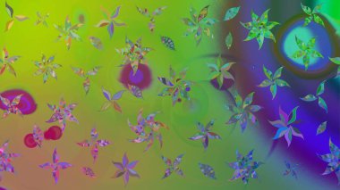 Renkli Bahar Teması eskiz kalıbı. Raster. Düz Çiçek Elementleri Tasarımı.