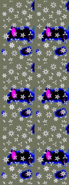 Raster deseni. - Yeşil çiçekler. Çiçek kompozisyonu. Doğa. Çiçek kolajı. Küçük çiçekte güzel bir desen var. Çiçek arka planı.