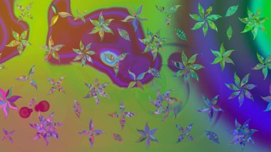 Küçük çiçekteki sevimli çiçek deseni. Yeşil renkte çiçekler.