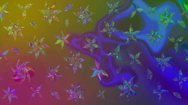 Renkli Bahar Teması eskiz kalıbı. Çiçek deseni. Düz Çiçek Elementleri Tasarımı. Raster çizimi. Güzel kumaş deseni..