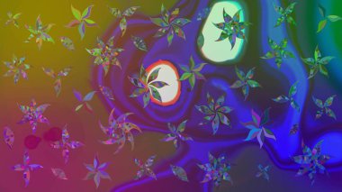 Renkli Bahar Teması eskiz kalıbı. Raster illüstrasyonundaki çiçek desenli çizim. Düz Çiçek Elementleri Tasarımı. Süslü kumaş deseni.